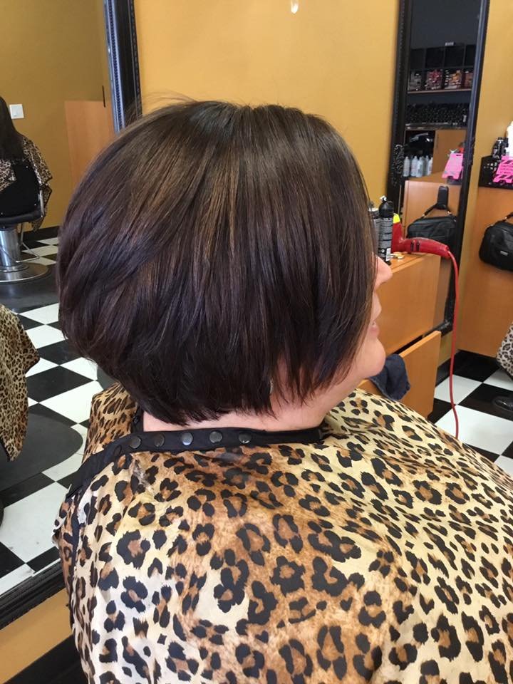 Short Auburn Brown Colouring with Straight Layered Bob Cut & Style
